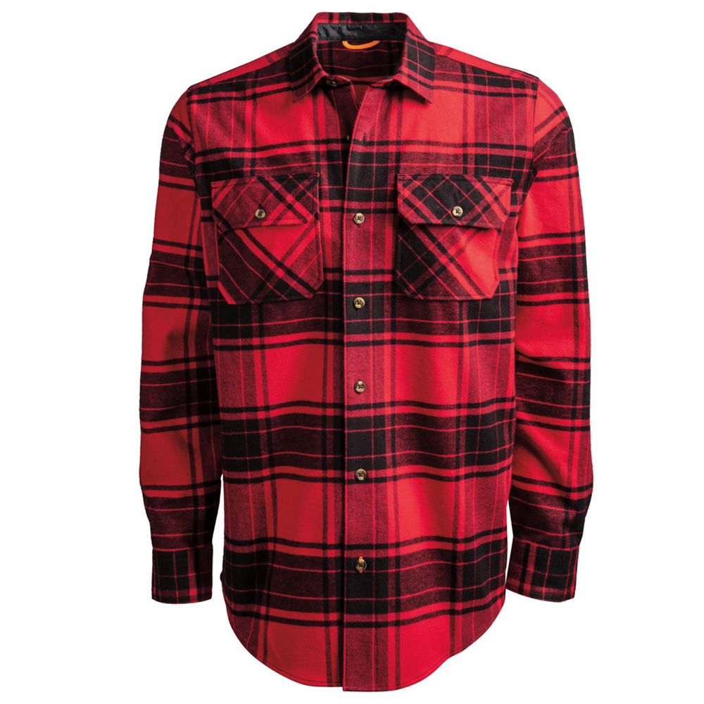 Timberland Mens Shirts PRO® Woodfort Heavyweight Flannel Work - Red/Black - India BI4026598